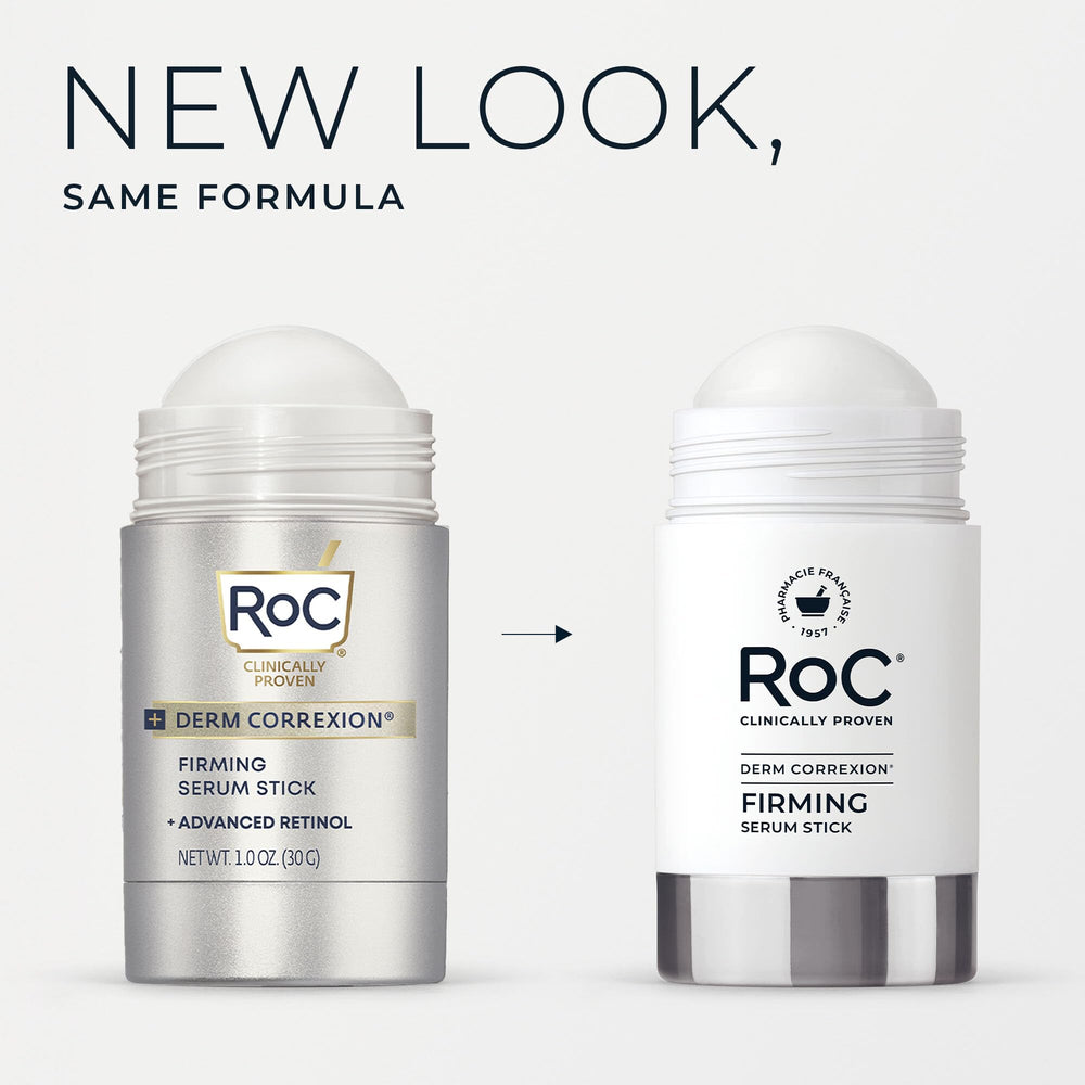Lifestyle scene with RoC firming stick on bathroom counter for daily skincare ritual