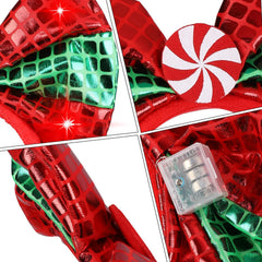ROC PARTY light-up bow headband green and red glow boosts evening celebrations.