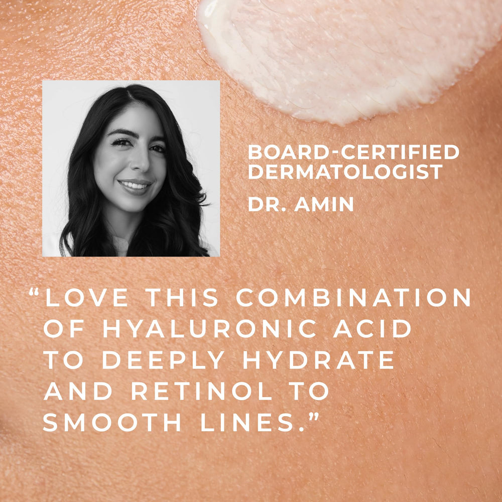 RoC Retinol Correxion Max Hydration hyaluronic acid drop highlights 24-hour plumping hydration