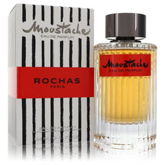 Rochas Moustache bottle closeup highlighting its timeless woody fragrance for daily confidence