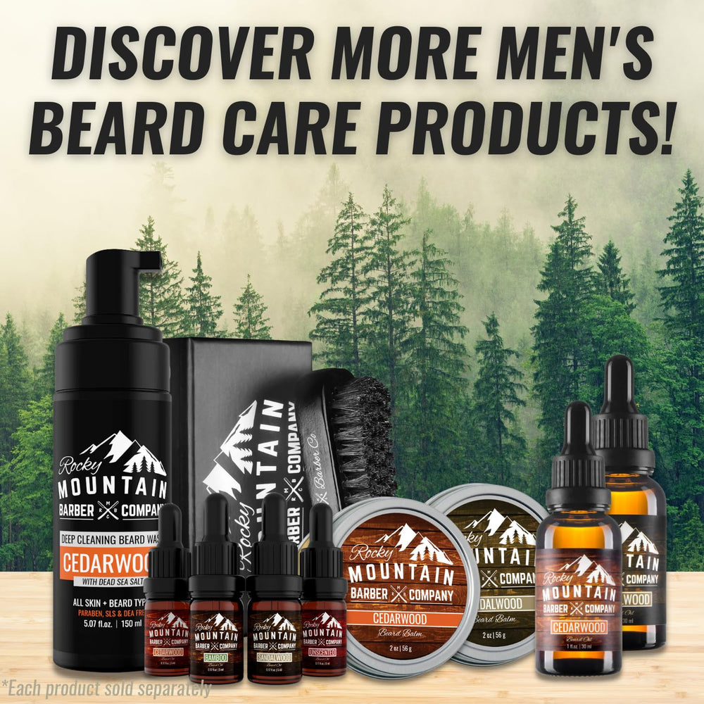 Mezcla de jojoba y árbol de té en Rocky Mountain Barber Beard Balm para hidratación suave.