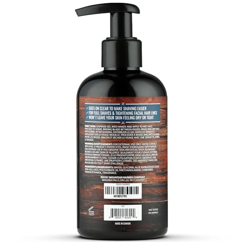 Rocky Mountain Barber clear gel shows where you shave for precise grooming.