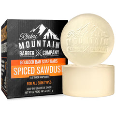 Rocky Mountain Barber Company boulder bar front view highlights ultra thick lather