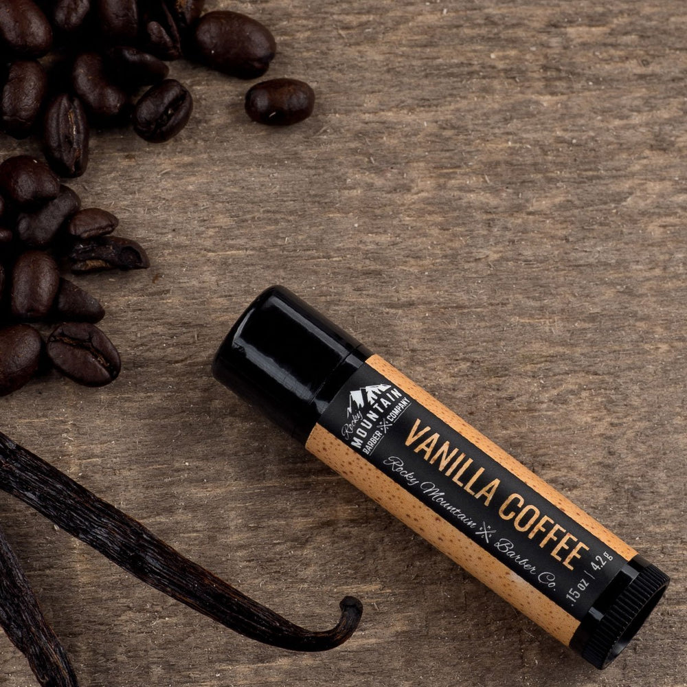 Rocky Mountain Barber lip balm ingredients – shea butter and bees wax for protective hydration