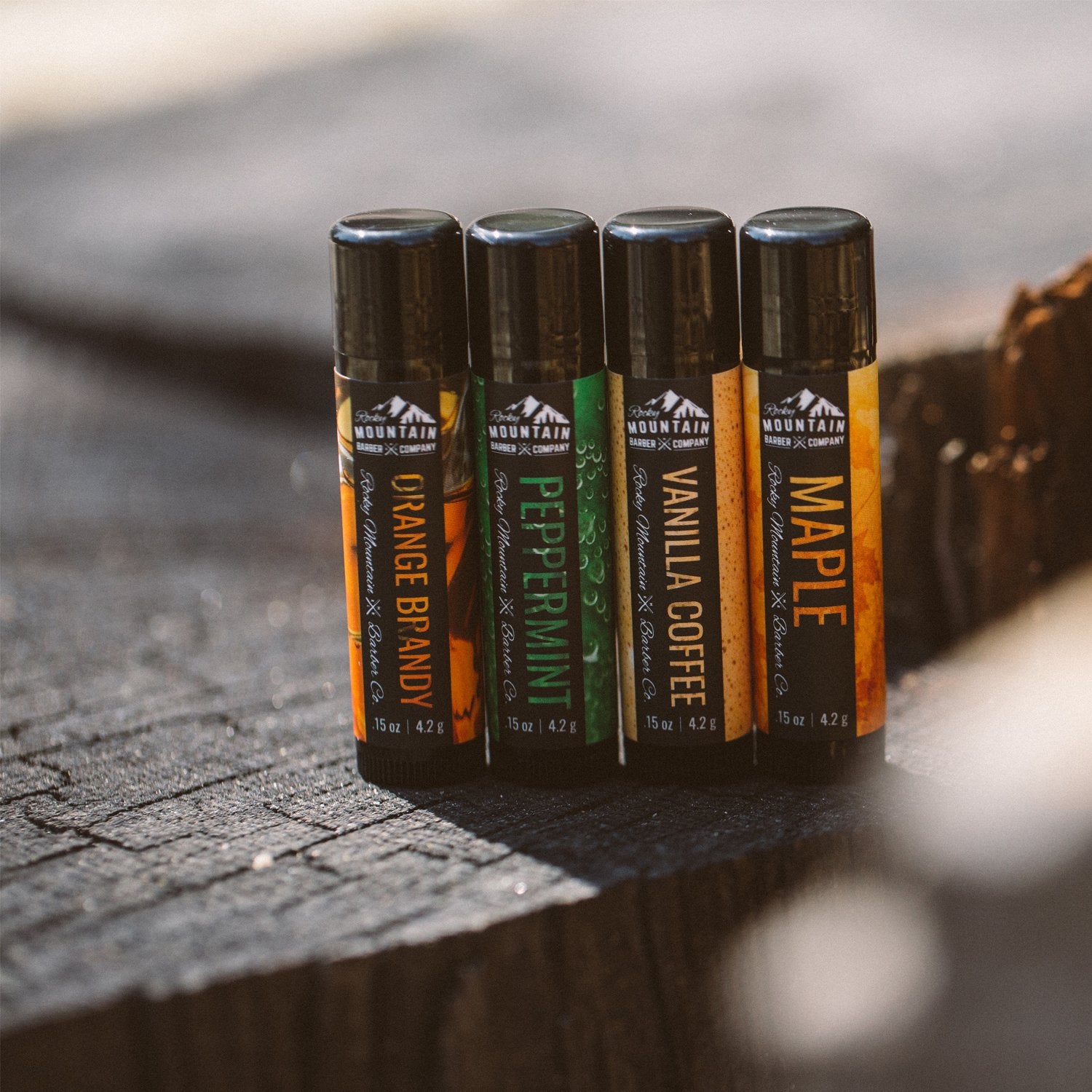 Rocky Mountain Barber peppermint lip balm tube – cool, refreshing feel and long-lasting moisture