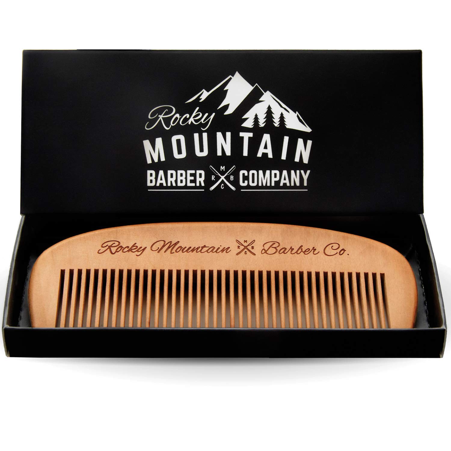 Rocky Mountain Barber Company peine de madera antiestático para barba y cabello.