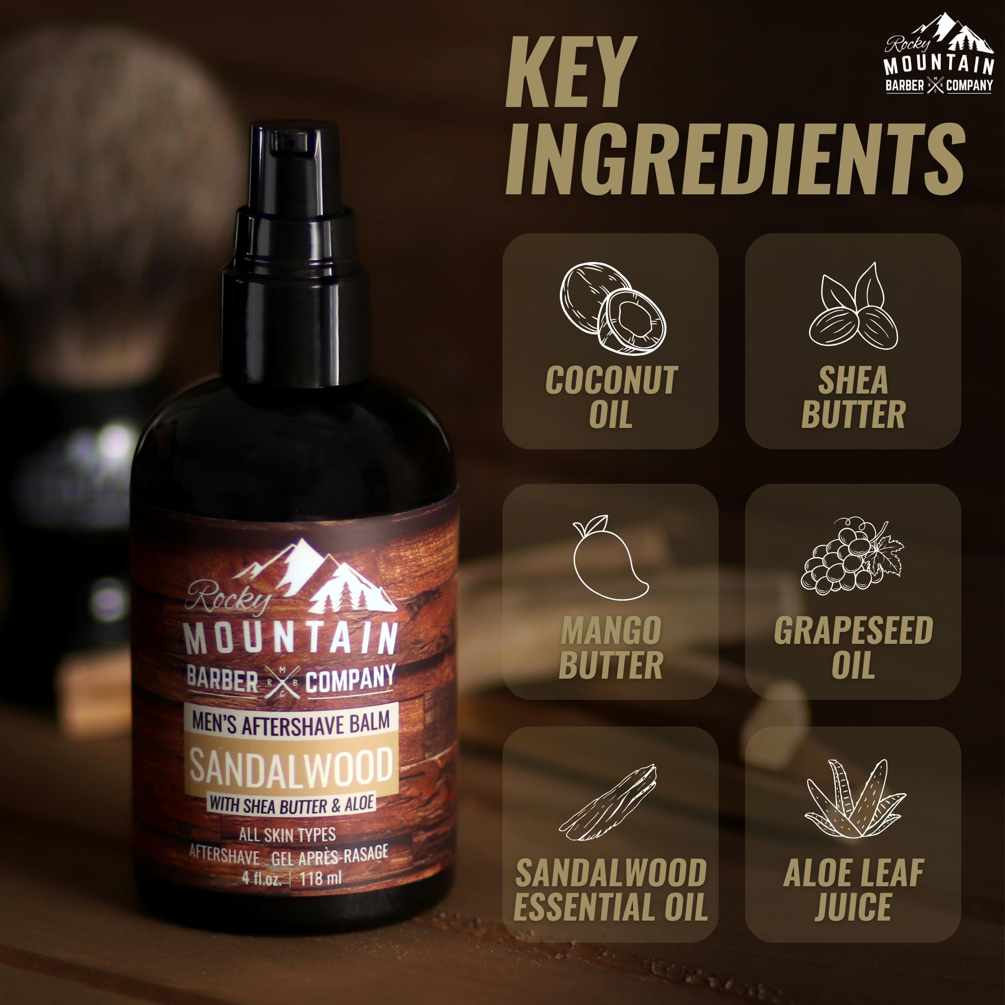 Rocky Mountain Barber Company aftershave ingredients-aloe-leaf-juice soothing post-shave comfort