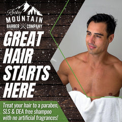Rocky Mountain Barber Company forest mint scent label evokes invigorating grooming ritual