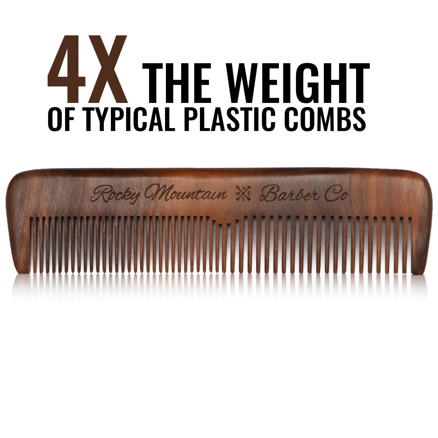 Rocky Mountain Barber Company weighted wood design glides through knots easily.