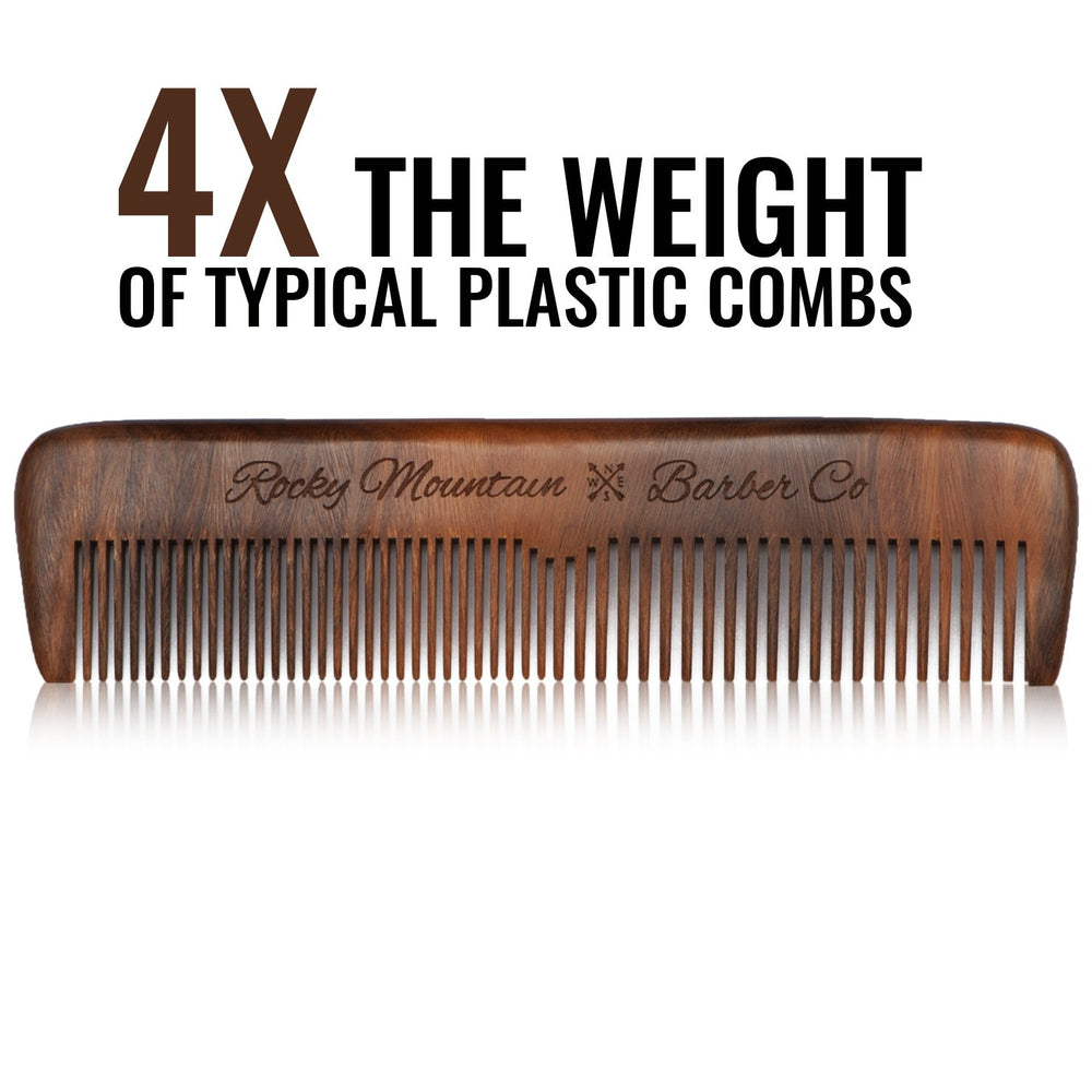 Rocky Mountain Barber Company weighted wood design glides through knots easily.