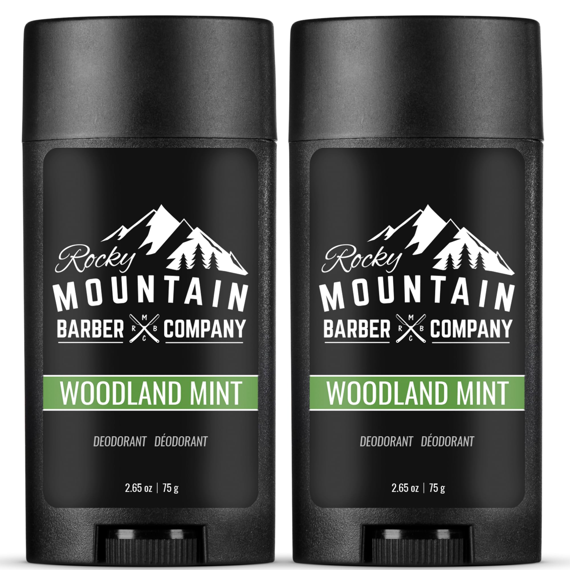 Rocky Mountain Barber Woodland Mint 2-pack on shelf promises all-day freshness.