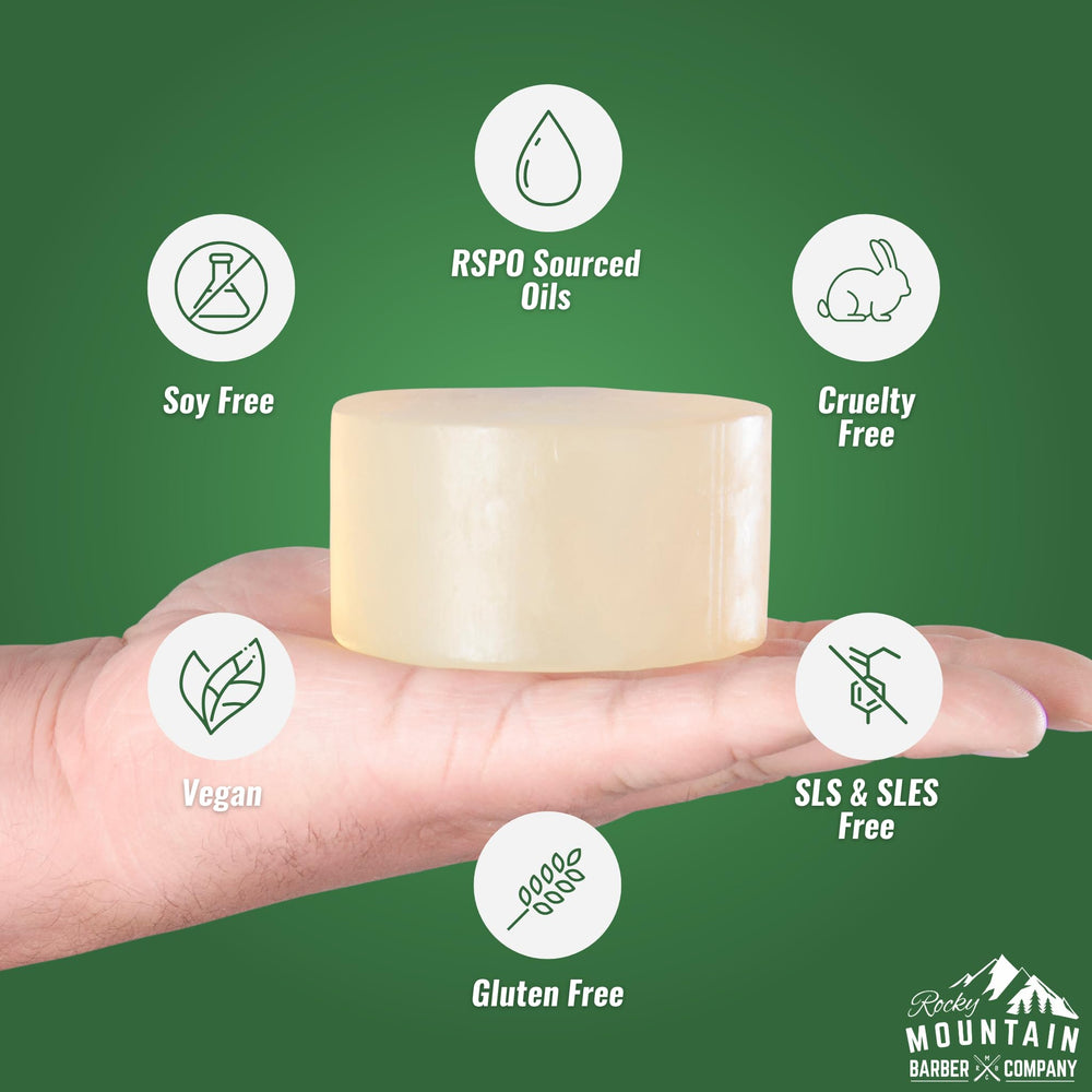 Rocky Mountain Barber Pacific Pine scent evokes forest trails and fresh juniper notes.
