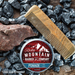 Rocky Mountain Barber Company Pomade helps achieve a polished pompadour look with strong control