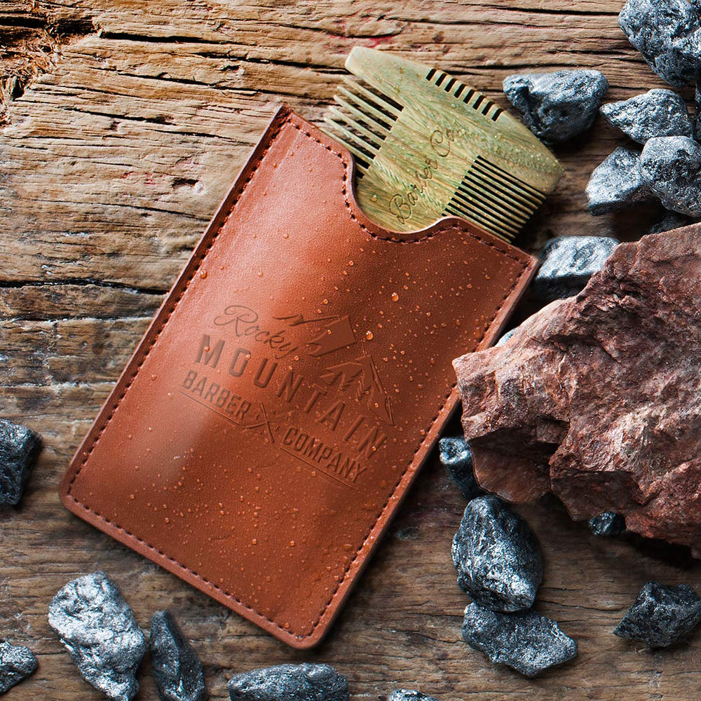 Rocky Mountain Barber carrying case keeps your sandalwood beard comb protected on the go.