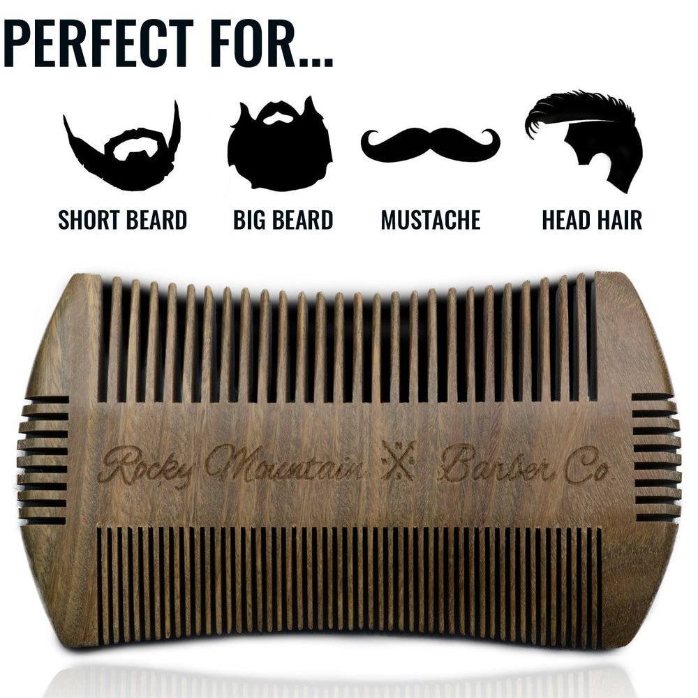 Rocky Mountain Barber contour beard comb aids precise shaping of sideburns and lip lines.