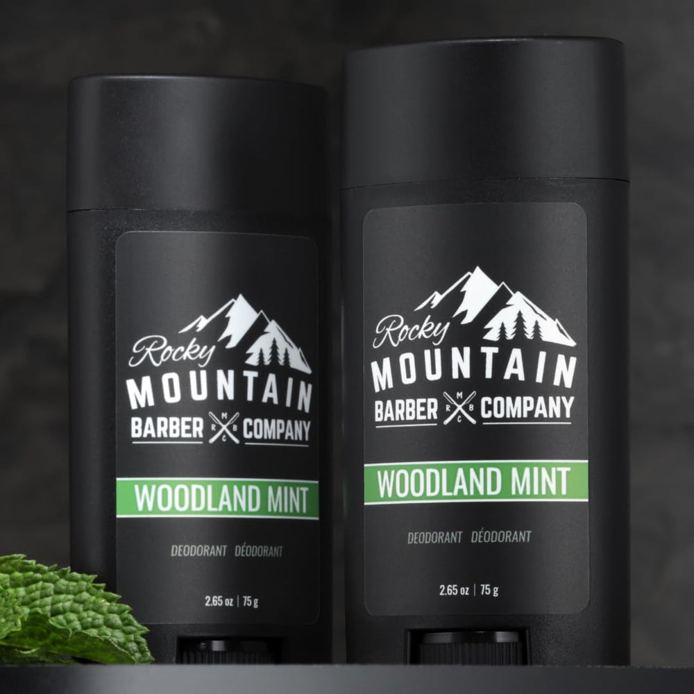 Rocky Mountain Barber Woodland Mint packaging ready for gifting or display.