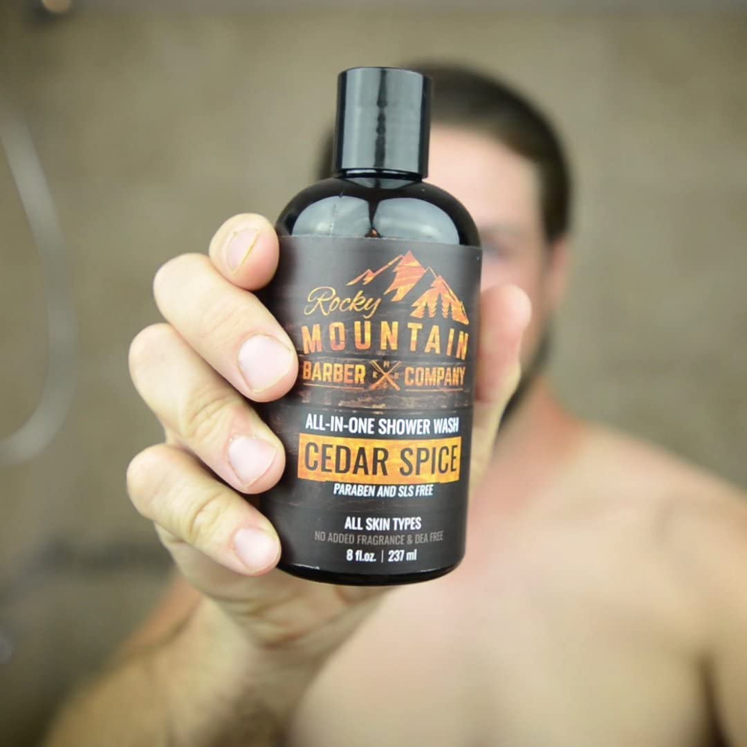 Rocky Mountain Cedar Spice body-wash-pump conveys all-over clean with simple daily use.