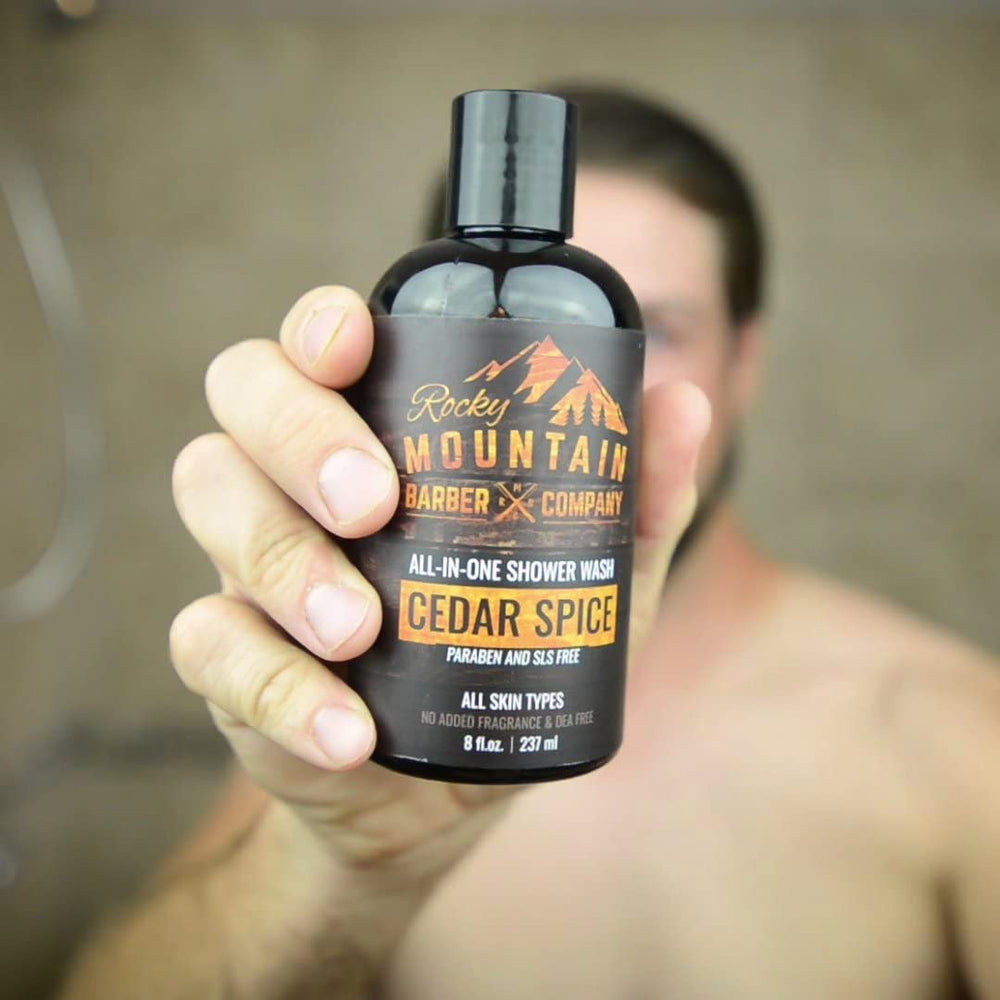 Rocky Mountain Cedar Spice body-wash-pump conveys all-over clean with simple daily use.