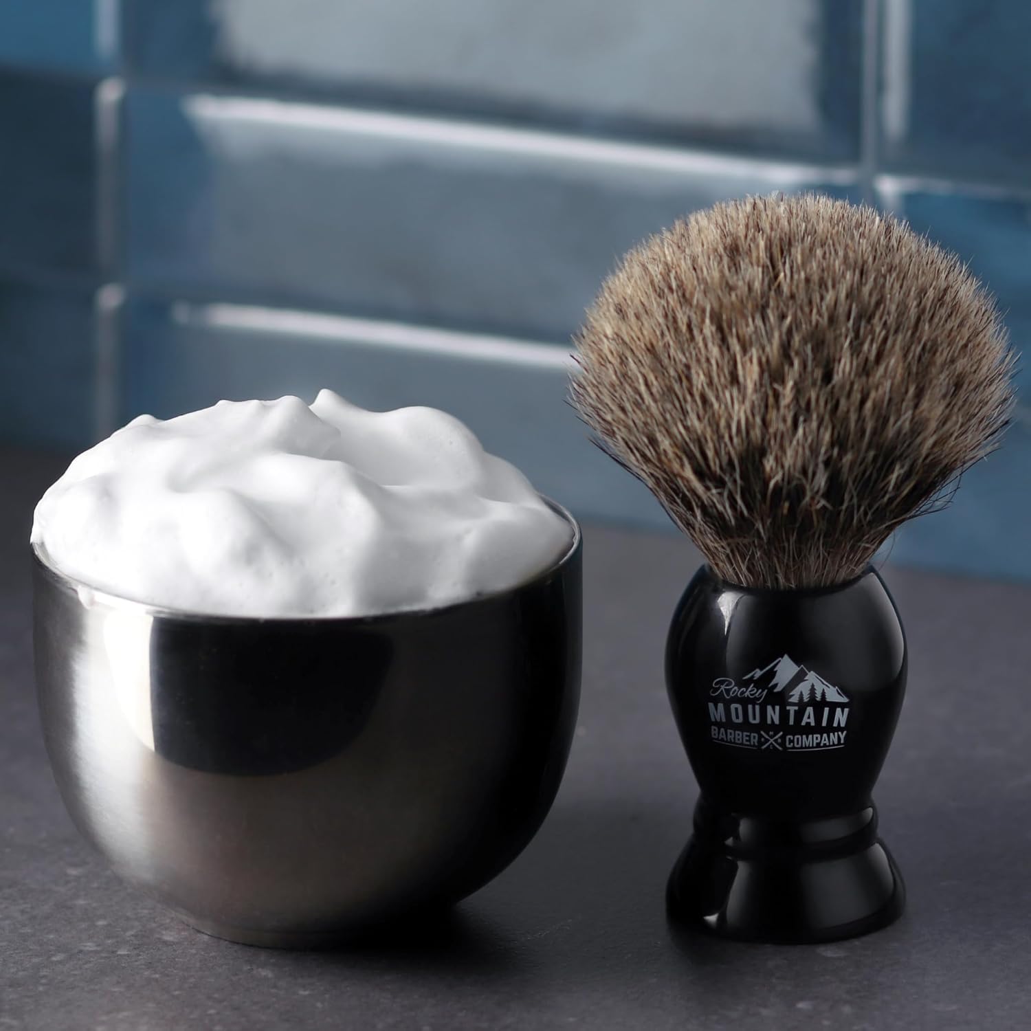 Rocky Mountain Barber elegant black handle with easy stand access.