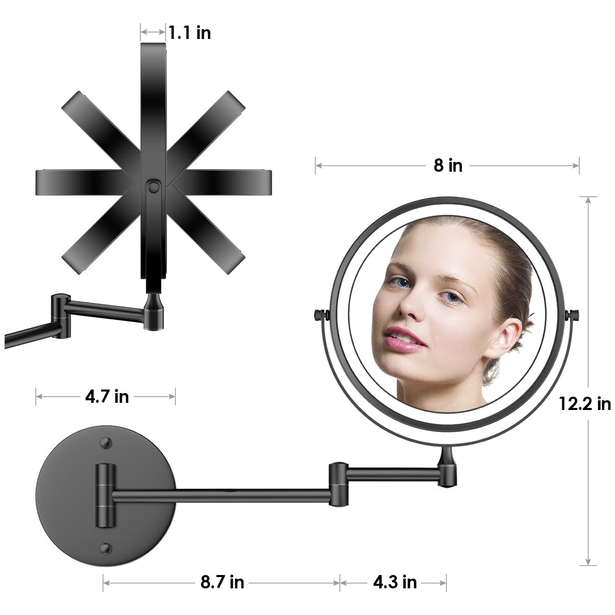 Rocollos 1x magnification closeup illustrating full-face makeup or mirror detail.