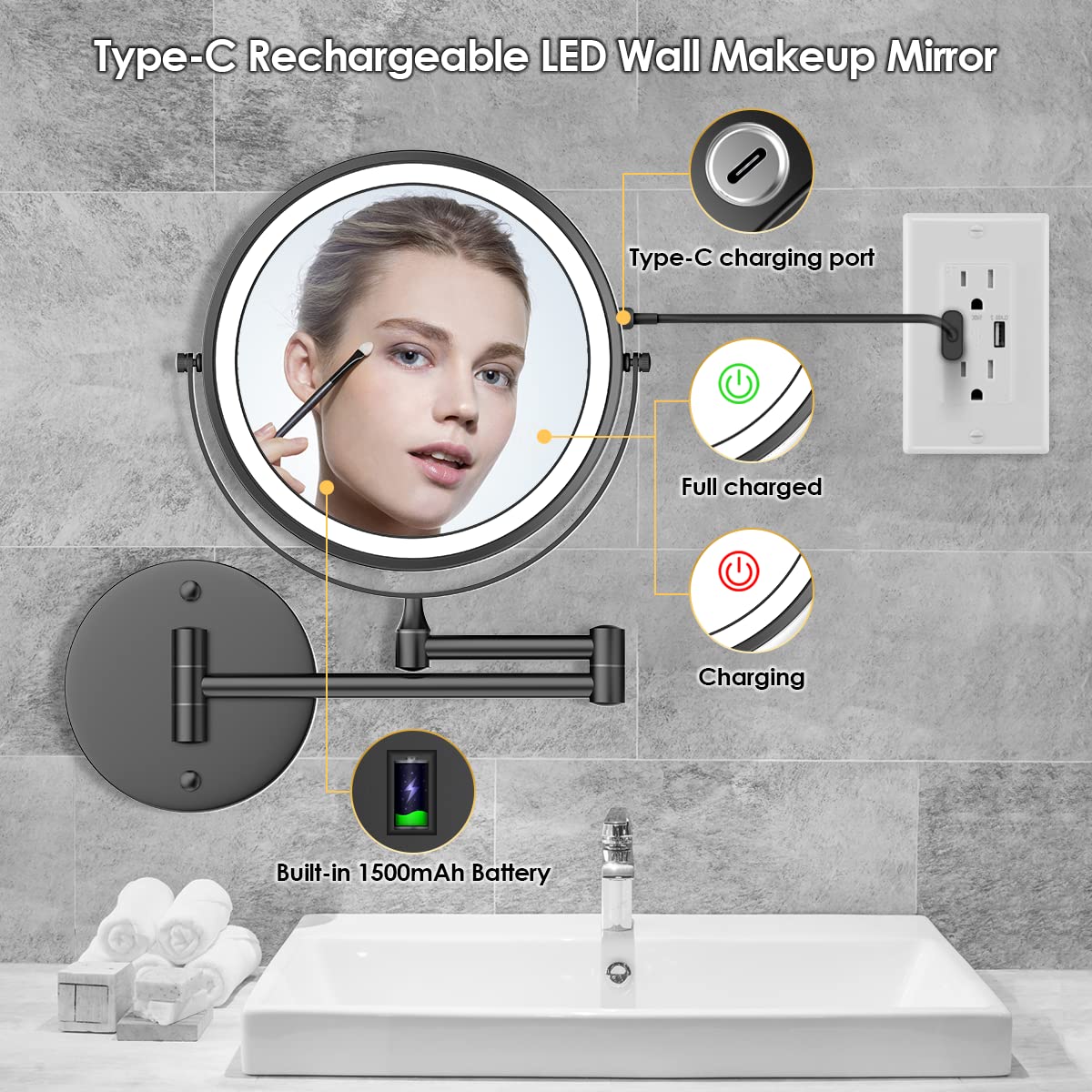 Rocollos 3-color lighting aids matching different makeup environments.