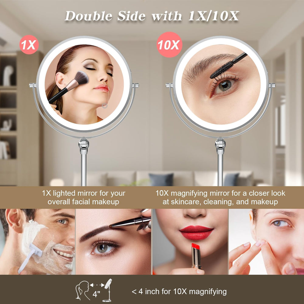 Rocollos 360-degree swivel allows easy angle adjustments during makeup.