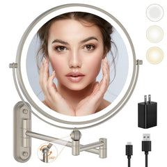 Rocollos 9in wall-mounted makeup mirror front view shows clear reflection for precise makeup