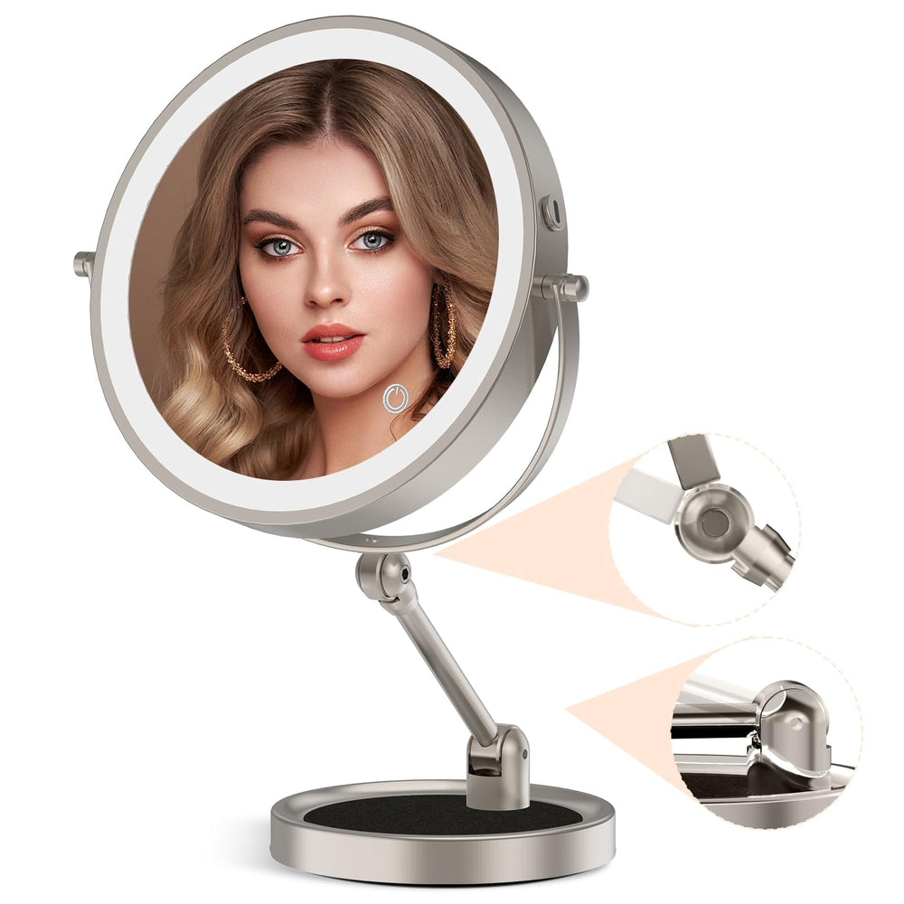 Rocollos 9-inch lighted makeup mirror shows wide reflection for full-face makeup.