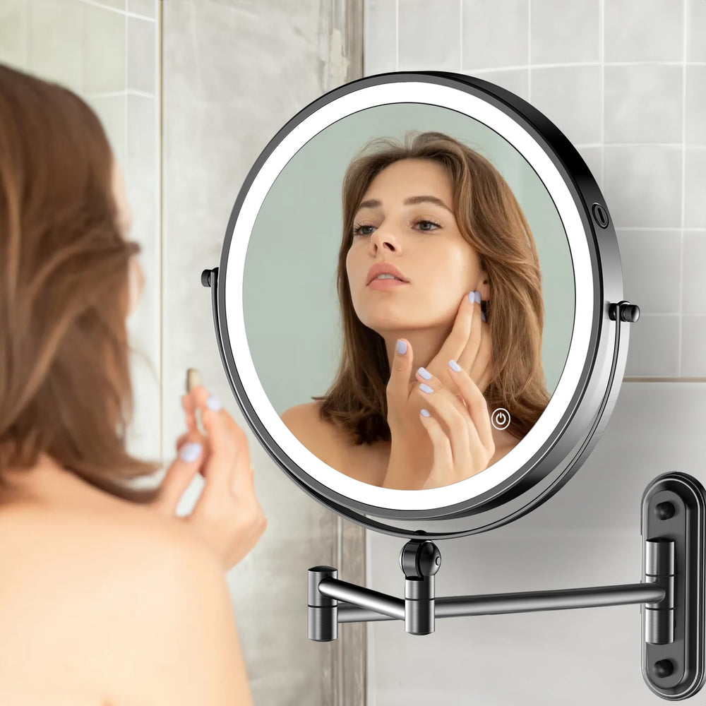 Rocollos rechargeable LED mirror with 4000mAh battery for cordless flexibility