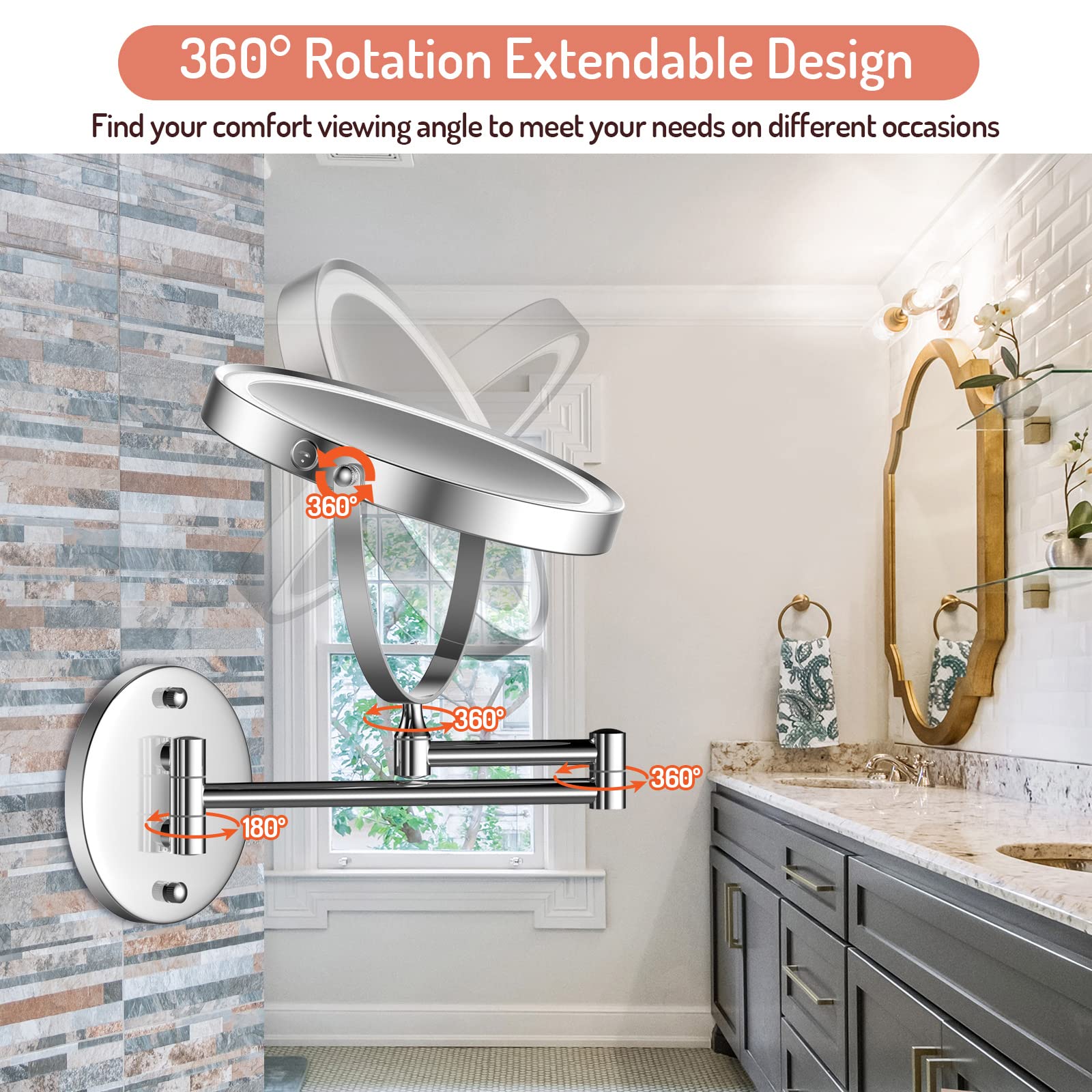 Rocollos chrome finish wall mount offers space-saving design in compact bathrooms.