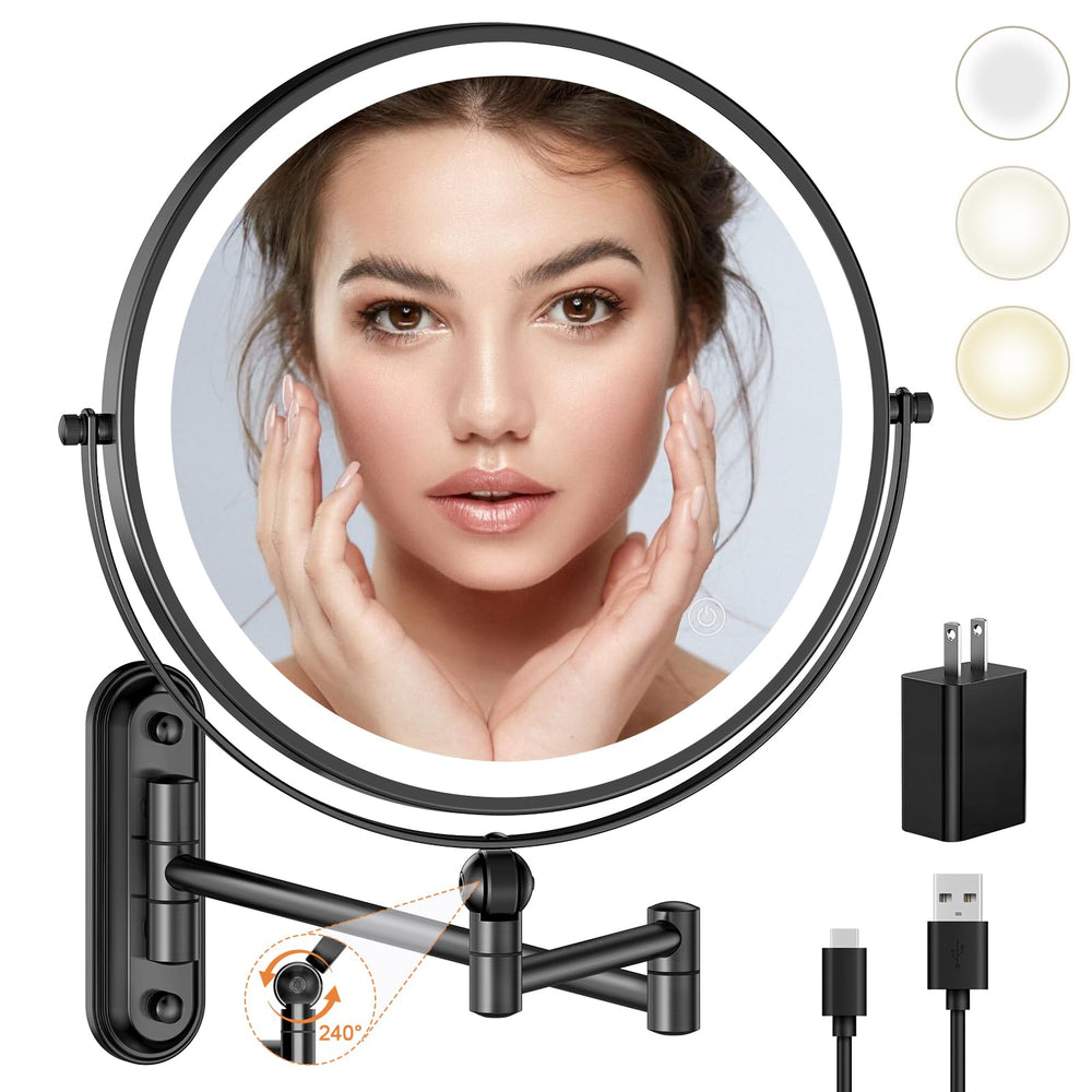 Rocollos 9-inch wall-mounted mirror offers a wide reflection for easy makeup application