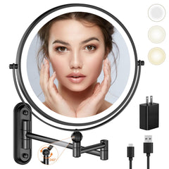 Rocollos 9-inch wall-mounted mirror offers a wide reflection for easy makeup application