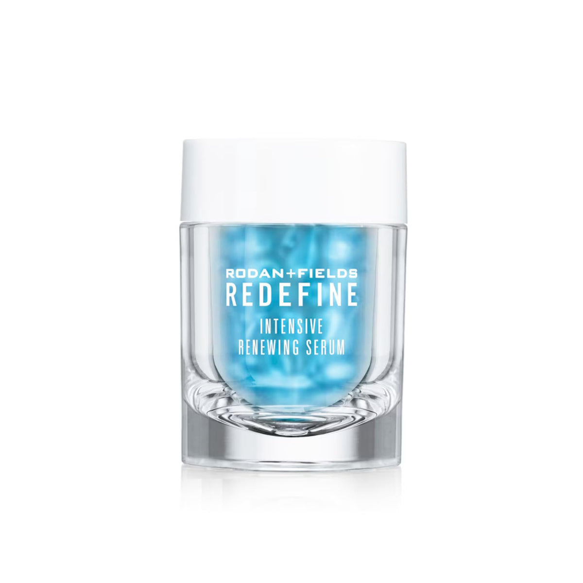 Rodan + Fields redefine intensive renewing serum bottle front shows smoother-looking skin.
