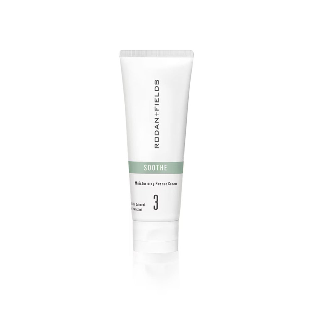 Rodan + Fields Soothe Moisturizing Rescue Cream jar close-up for deep hydration.