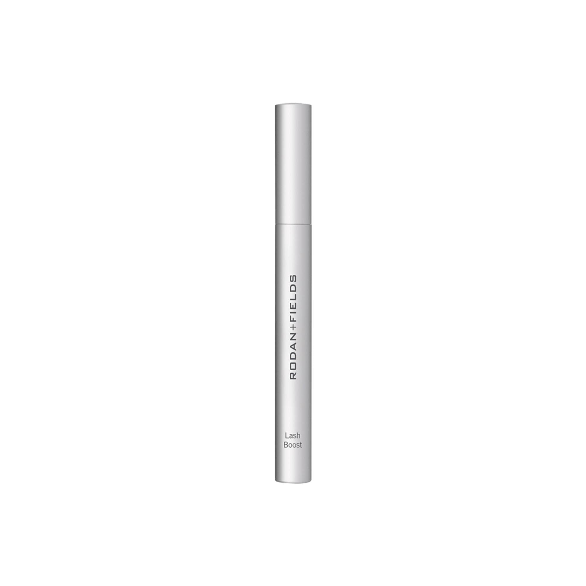 Rodan and Fields Lash Boost serum bottle close-up highlighting hydrating formula for stronger lashes.