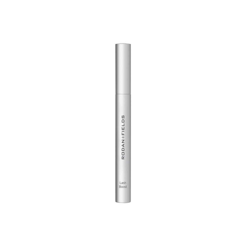 Rodan and Fields Lash Boost serum bottle close-up highlighting hydrating formula for stronger lashes.