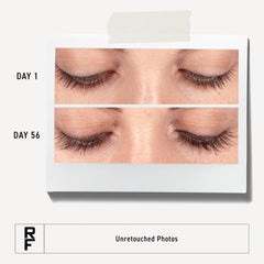 Rodan and Fields Lash Boost serum brush-tip application scene suggesting easy nightly use.
