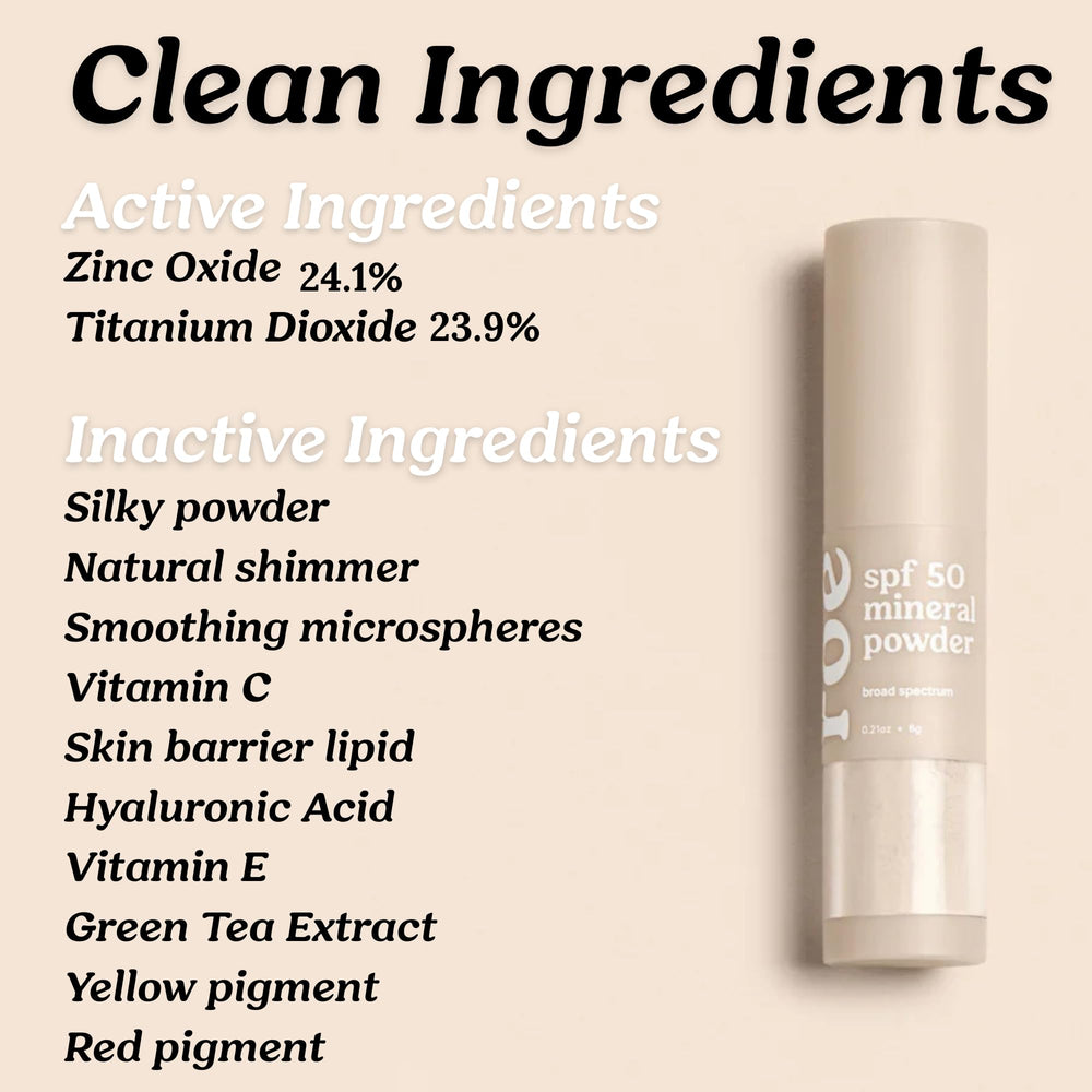Roe Wellness Kids SPF50 brush-on powder beach-day scene highlights reef-safe mineral protection