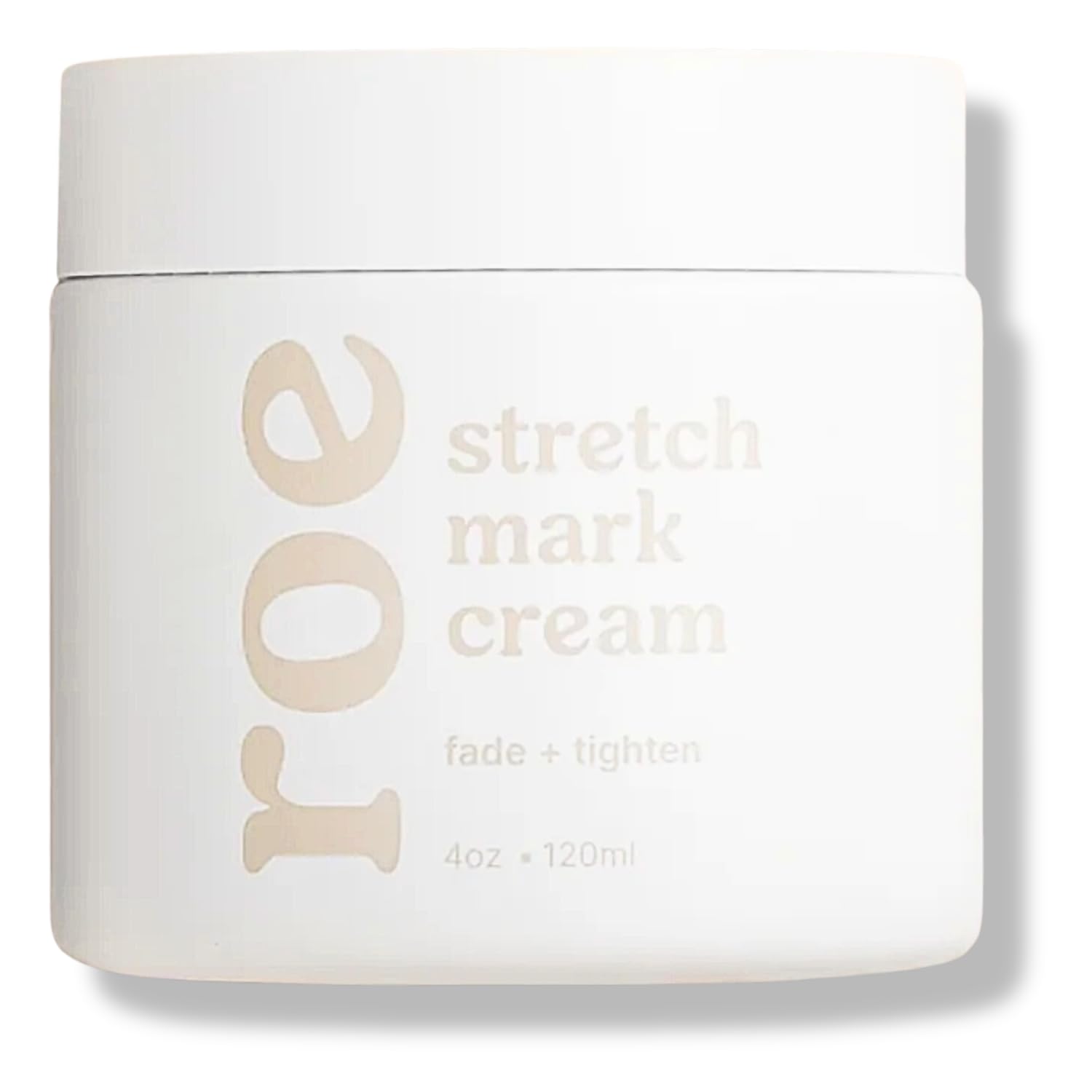 Roe Wellness Stretch Mark Cream bottle applying to skin for hydration and elasticity.