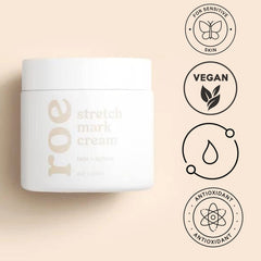 Roe Wellness Stretch Mark Cream natural oils blend provides plant-based nourishment for skin.