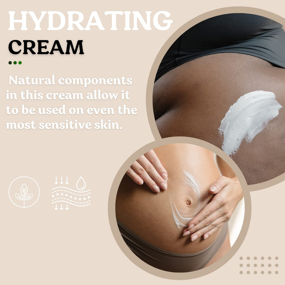 Closeup of Roe Wellness Stretch Mark Cream packaging highlighting a hypoallergenic formula.