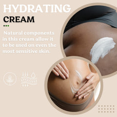 Closeup of Roe Wellness Stretch Mark Cream packaging highlighting a hypoallergenic formula.