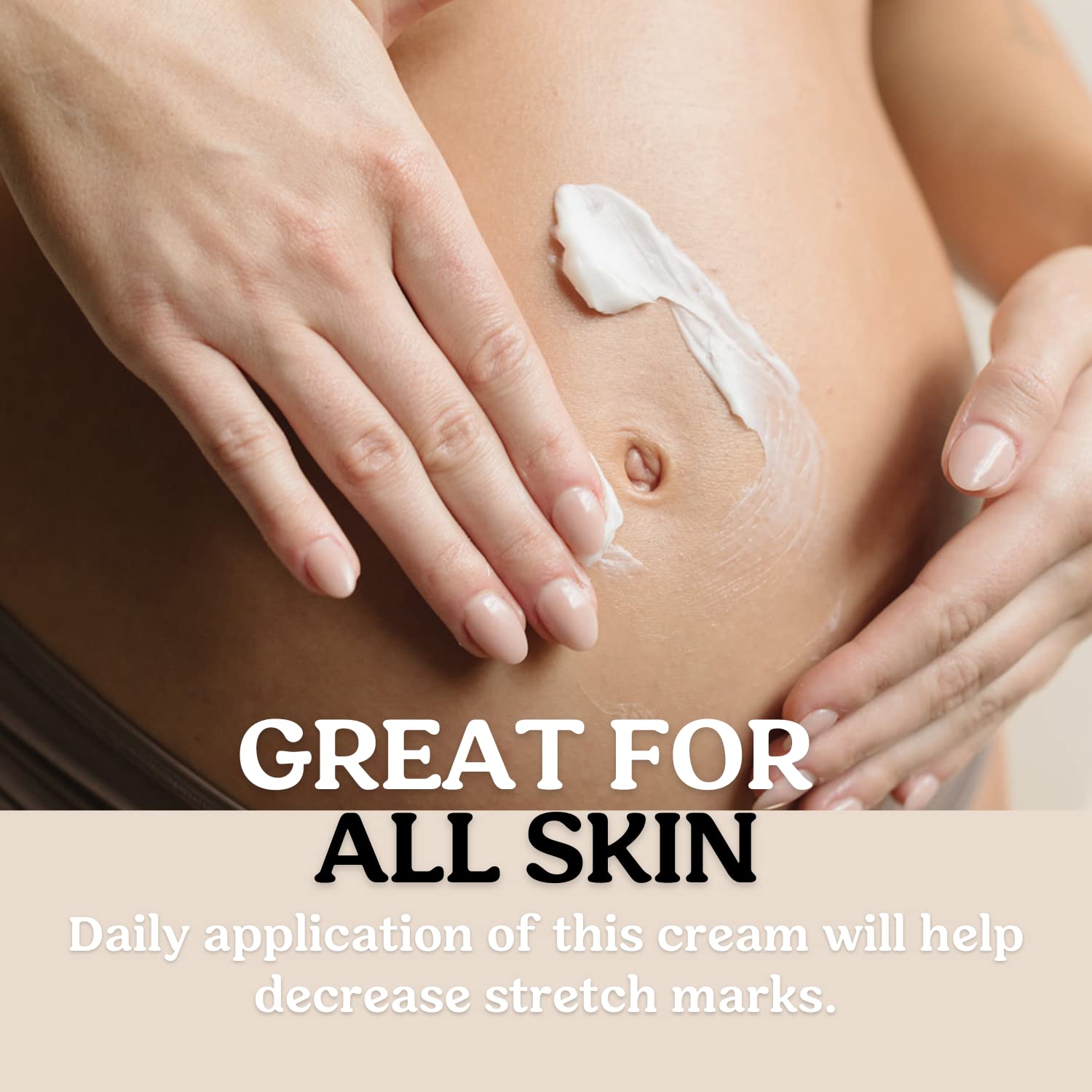 Roe Wellness Stretch Mark Cream texture close-up showing non-greasy, quick absorption.