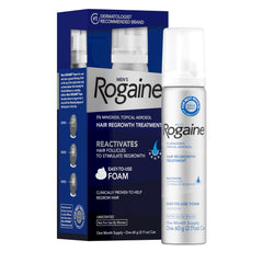 Rogaine front packaging showing unscented foam and benefits