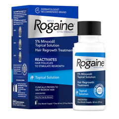 Rogaine front bottle showing product and clear branding for easy identification