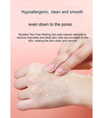 ROKKISS Tea Tree Peeling Gel with Aloe Vera emphasizes hydration during exfoliation.