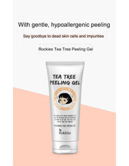 ROKKISS Tea Tree Peeling Gel texture closeup shows gommage action for brighter skin.