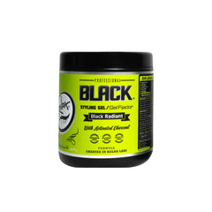 Rolda Black Styling Hair Gel packaging highlights activated charcoal and strong hold.