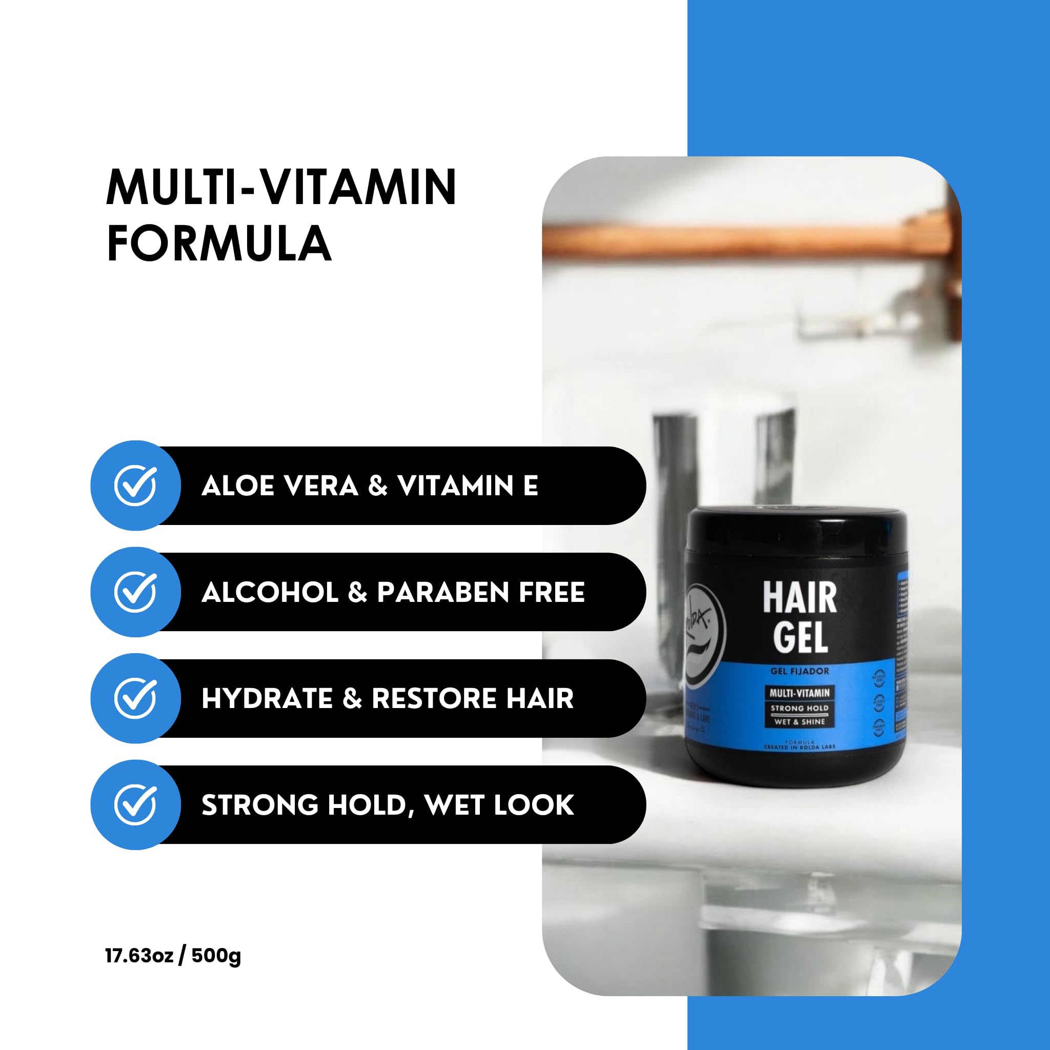 Rolda Classic Styling Gel enables easy hair spike with lasting shape.