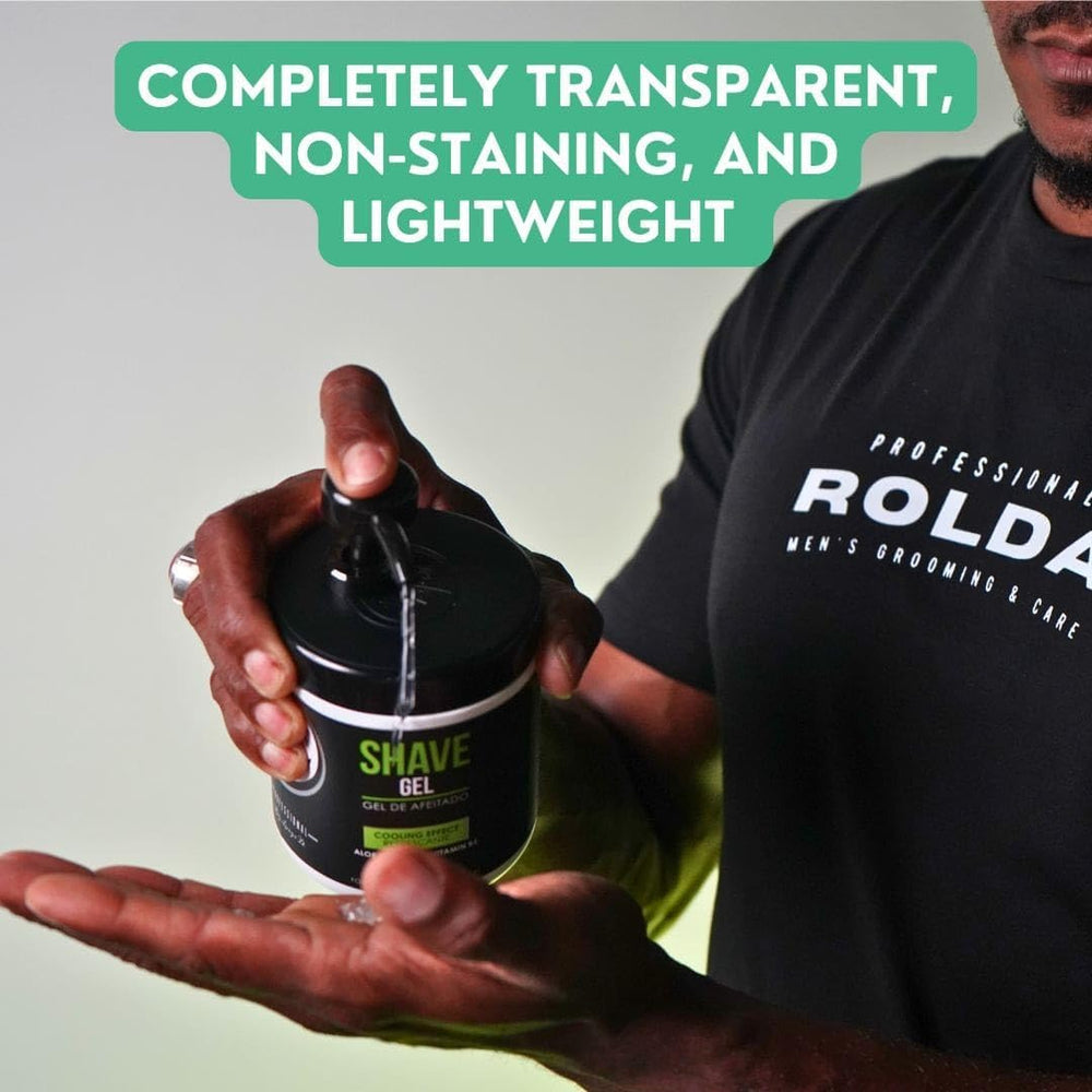 Rolda Refreshing Shave Gel non-foaming clear gel marks razor path for precision